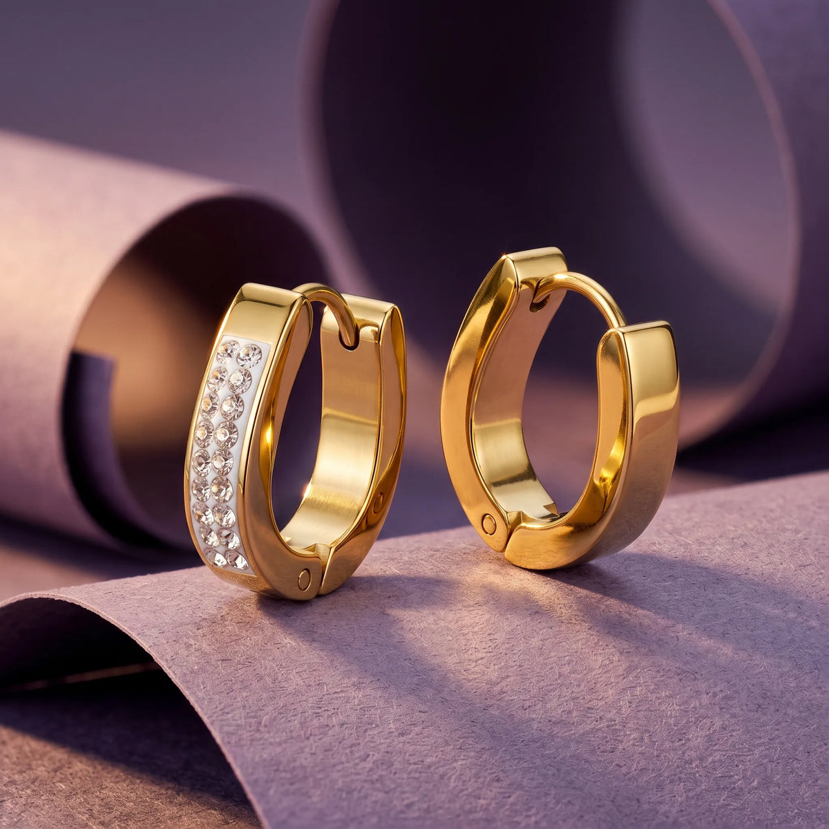 Zirconia Diamonds 18K Gold Plated 304 Stainless Steel Earring