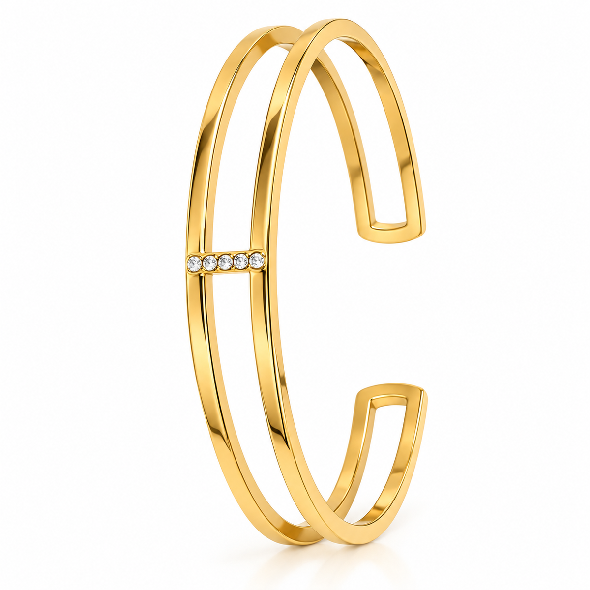 Diamanté Double Strand 18K Gold Plated 304 Stainless Steel Bracelet