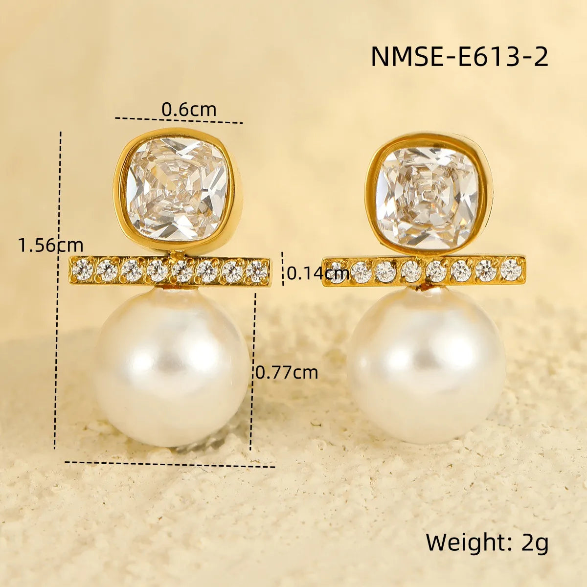 Lady Square Plating 304 Stainless Steel 18K Gold Plated Ear Stud