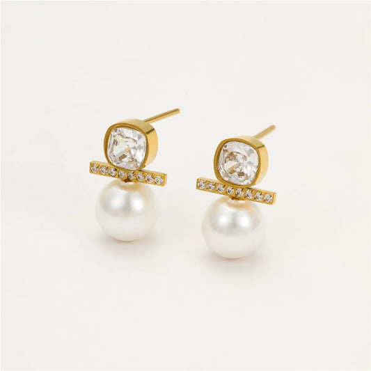 Lady Square Plating 304 Stainless Steel 18K Gold Plated Ear Stud