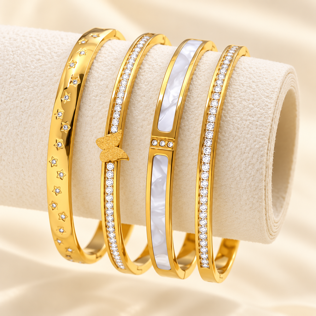 Pretty Bracelet 18K Gold Plated 304 Stainless Steel Stack