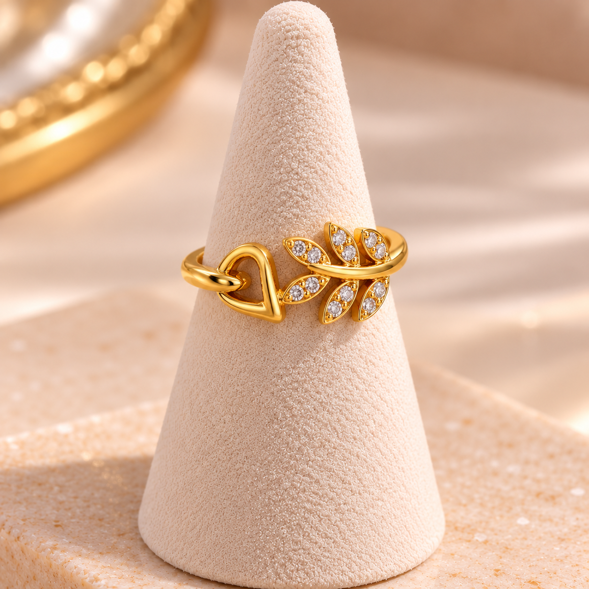 Heart Leaf Copper 18K Gold Plated Ring
