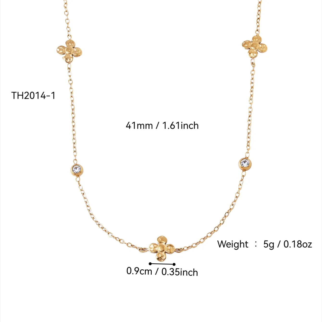 Elegant Lady Flower 304 Stainless Steel 18K Gold Plated Cable Chain Necklace