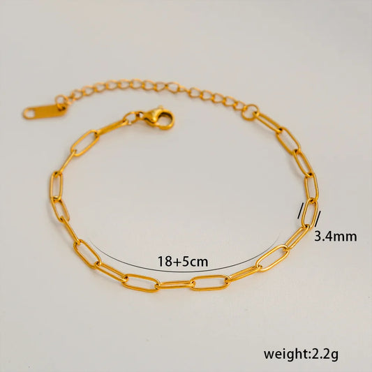 Paperclip 304 Stainless Steel 18K Gold Plated Bracelet