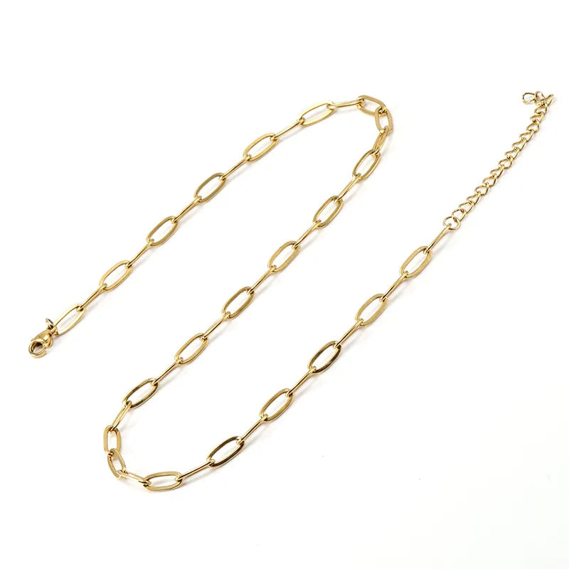 Paper Clip 304 Stainless Steel 18K Gold Plated Stainless Steel Necklace
