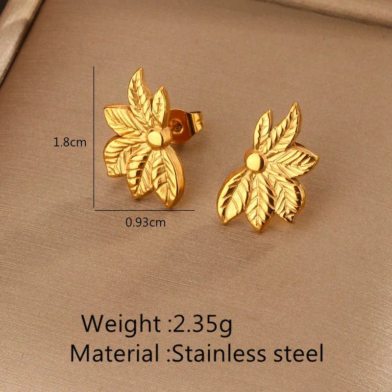 Flowers 18K Gold Plated 304 Stainless Steel Earring