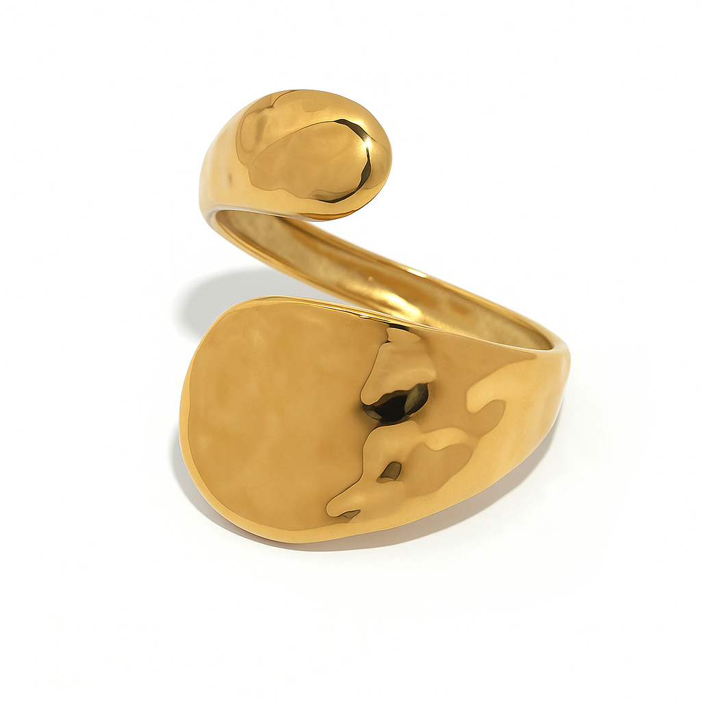 Gold Wrap Oval Ring Geometric 304 Stainless Steel 18K Gold Plated Geometric Open Rings