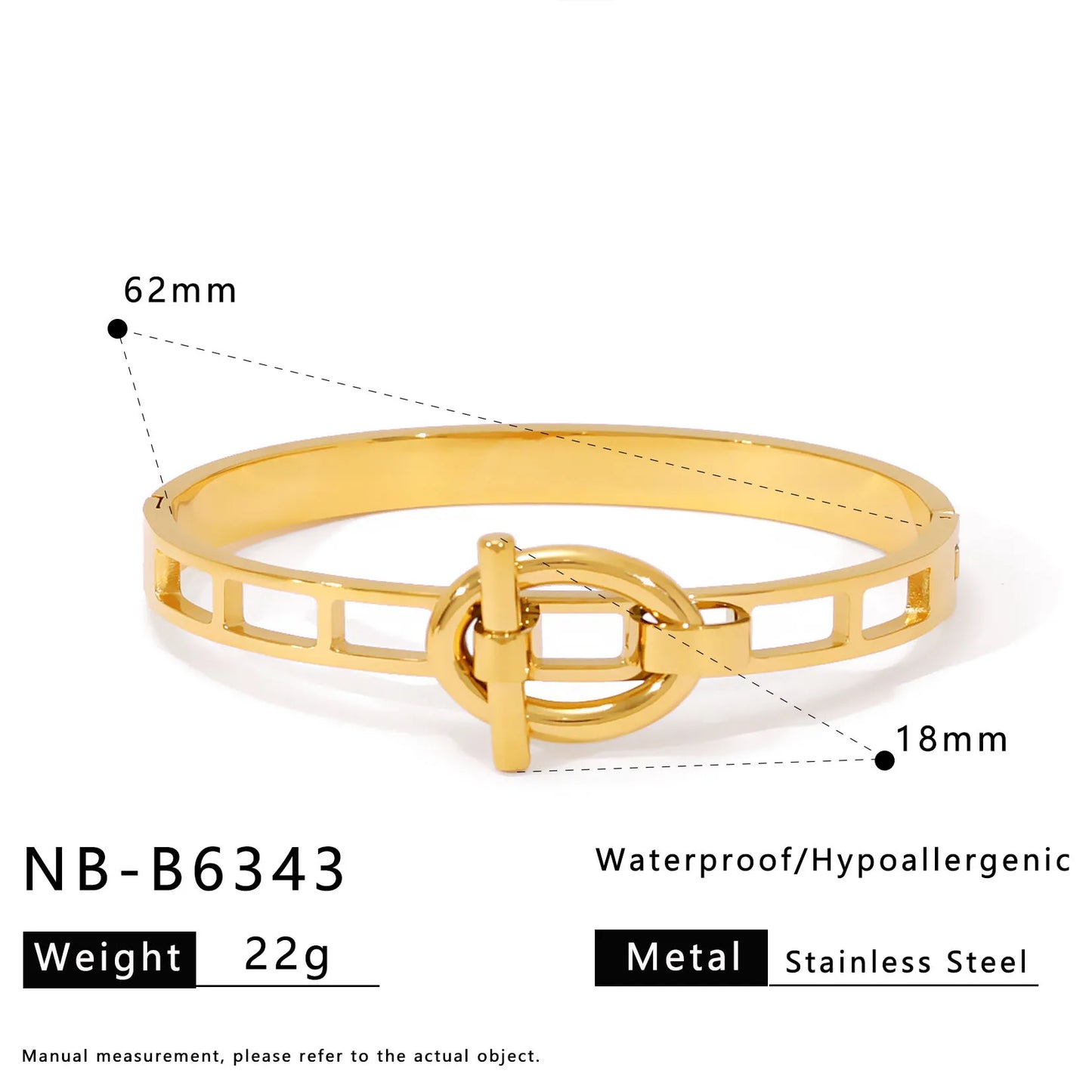 Buckle Up 304 Stainless Steel 18K Gold Plated Bracelet