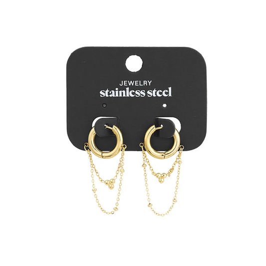 Exaggerated Classic Style Tassel Chain 304 Stainless Steel 18K Gold Plated Earring