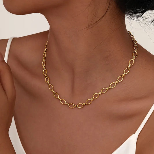 IG Style Simple 201 Stainless Steel 18K Gold Plated Necklace