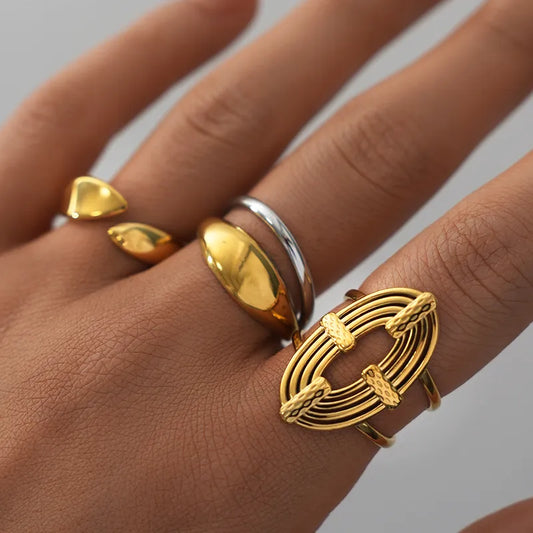 Casual Lady Geometric 304 Stainless Steel 18K Gold Plated Geometric Open Ring