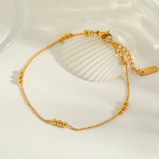 Beaded 304 Stainless Steel 18K Gold Plated Bracelet
