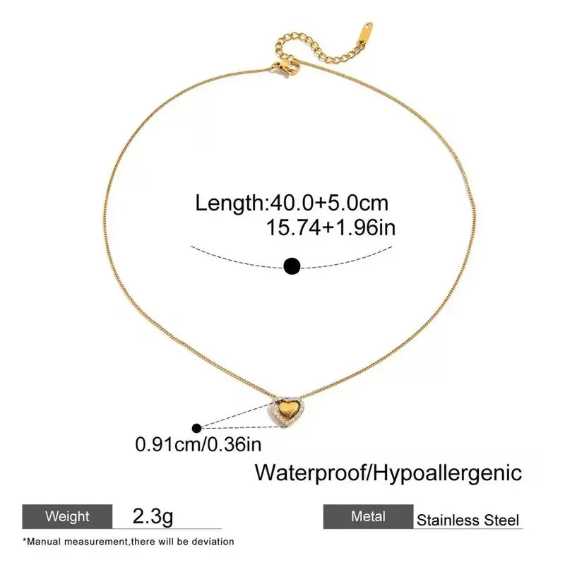 Heart Shape 3D 304 Stainless Steel 18K Gold Plated Necklace
