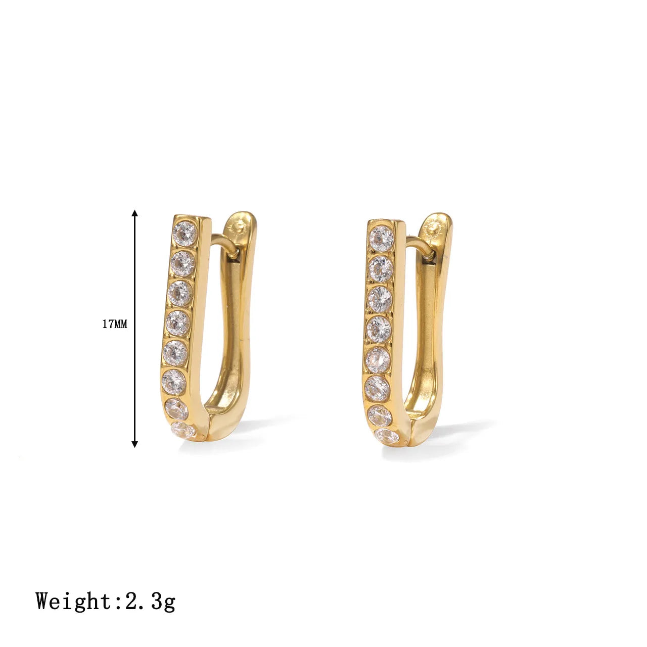 Modern Stainless Steel Zircon 16K Gold Plated White Gold Plated Earrings