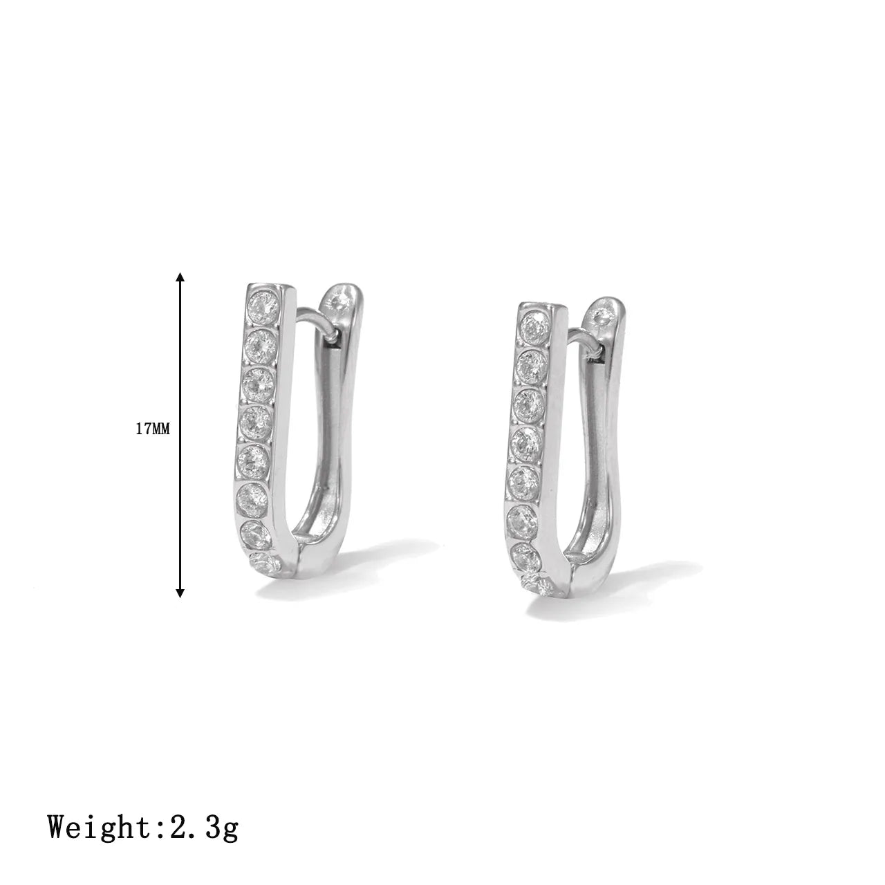 Modern Stainless Steel Zircon 16K Gold Plated White Gold Plated Earrings