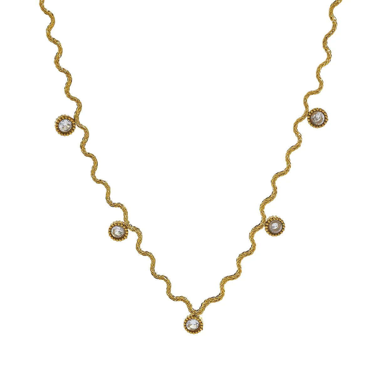 Vacuumed 18K Gold Plated 304 Stainless Steel Zircon Necklace