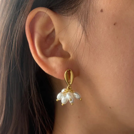 Romantic Simple Style Geometric Plating Inlay 304 Stainless Steel Imitation Pearl 18K Gold Plated Ear Studs