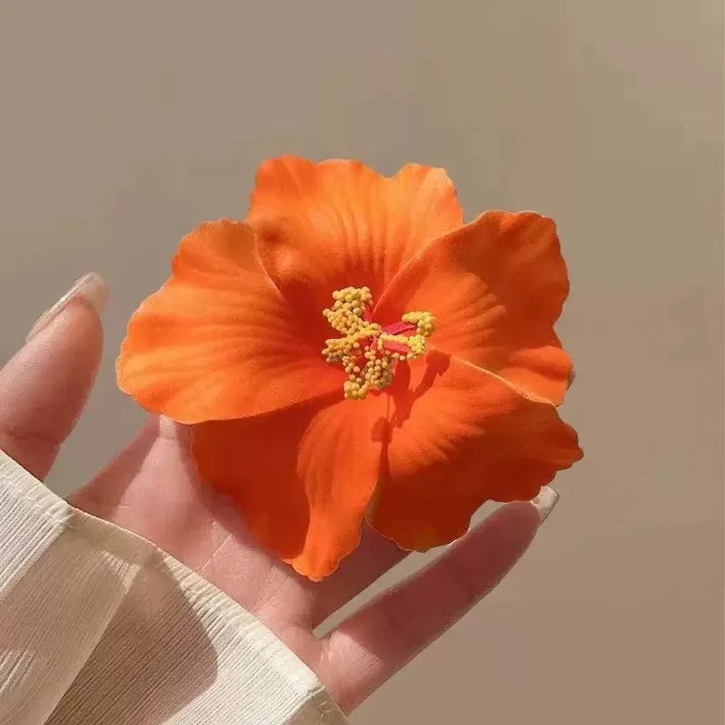 Orange Hibiscus Hair Clip