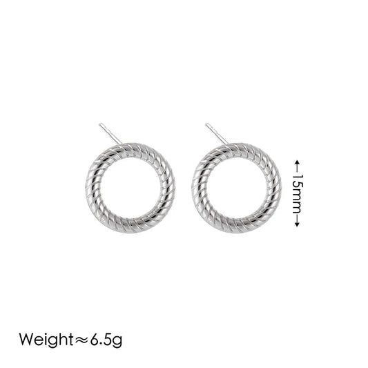 Round Circular Vintage Simple Style Round 304 Stainless Steel 18K Gold Plated Bracelets Earring