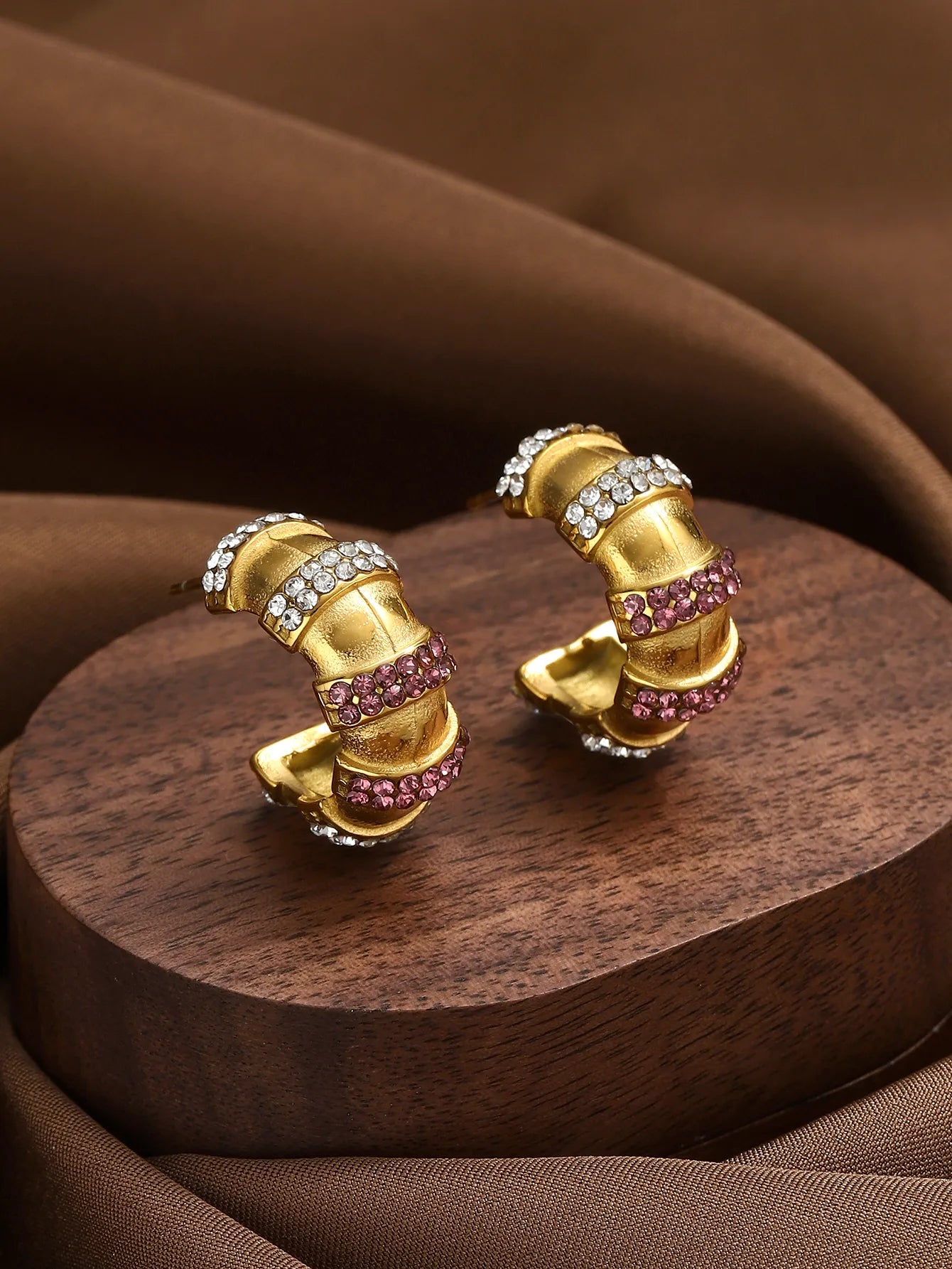 Purple C Shape 304 Stainless Steel Zircon Ear Stud