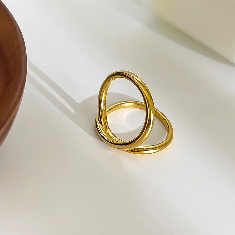 French Style IG Style Geometric 316L Stainless Steel 18K Gold Plated Irregular Open Ring