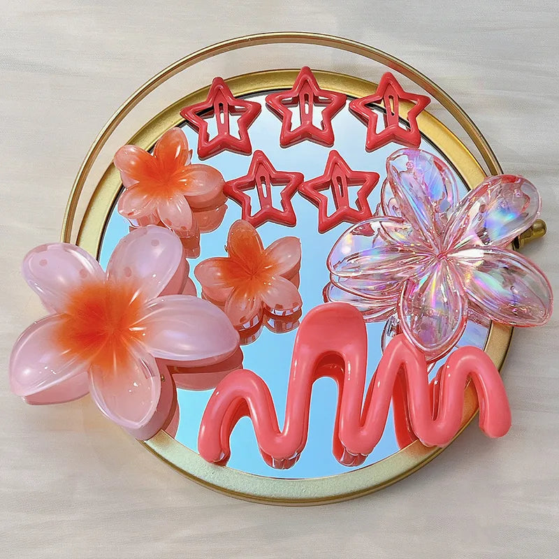 Hair Clip Flower 10-piece Set Egg Flower Clip Full Head Shark Clip