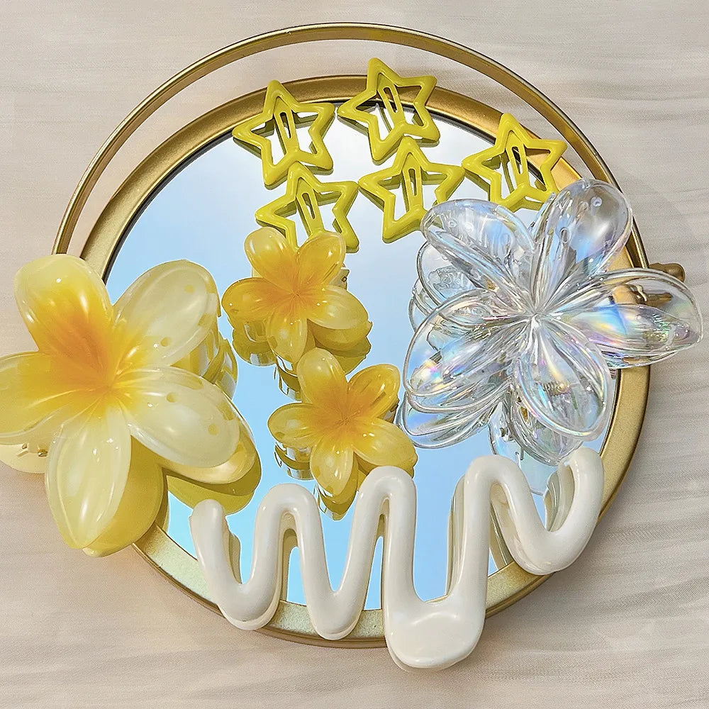 Hair Clip Flower 10-piece Set Egg Flower Clip Full Head Shark Clip