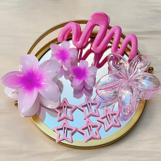 Hair Clip Flower 10-piece Set Egg Flower Clip Full Head Shark Clip