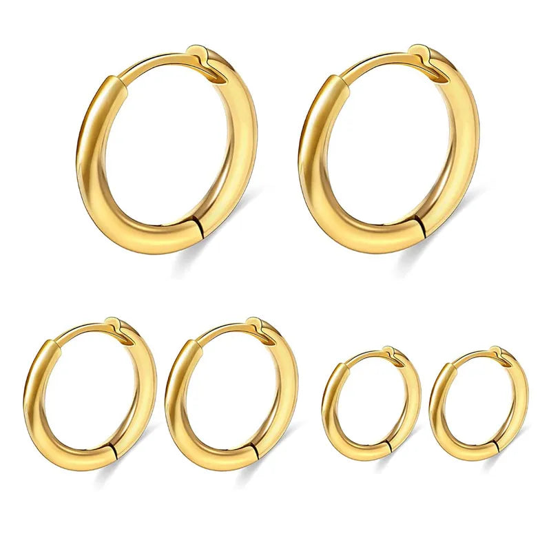 3 Pairs Elegant Cute Classic Style Solid Color Plating 304 Stainless Steel 14K Gold Plated Earrings