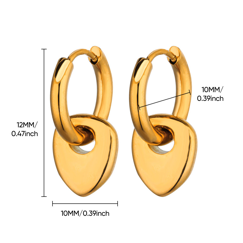 Oblong Charm Hoop 18K Gold Plated and Stainless Steel Earring