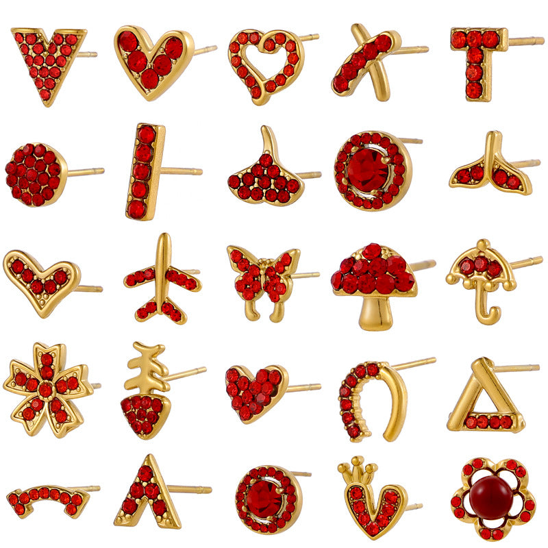 Butterfly Inlay 304 Stainless Steel Rhinestones Ear Stud