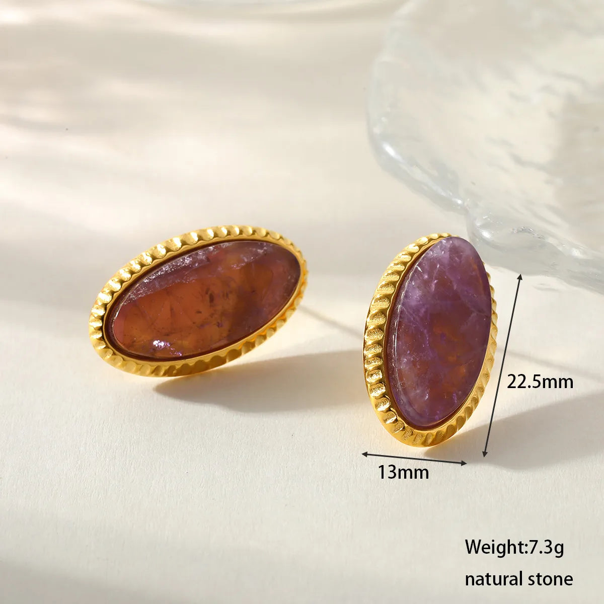 Red Natural Stone 304 Stainless Steel Gold Plated Earrings/Necklace