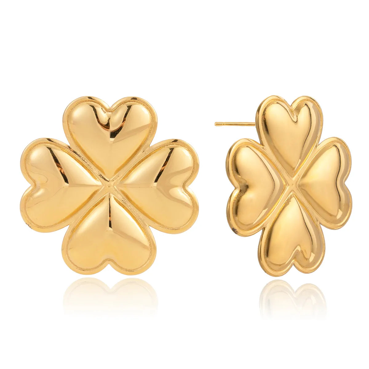 Four-Leaf Clover 18K Gold Plated 304 Stainless Steel Electroplating Earring