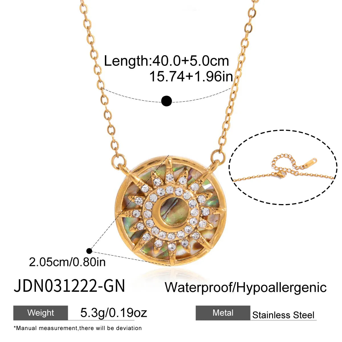 Ocean Pattern Waterproof 304 Stainless Steel 18K Gold PVD Coating Necklace