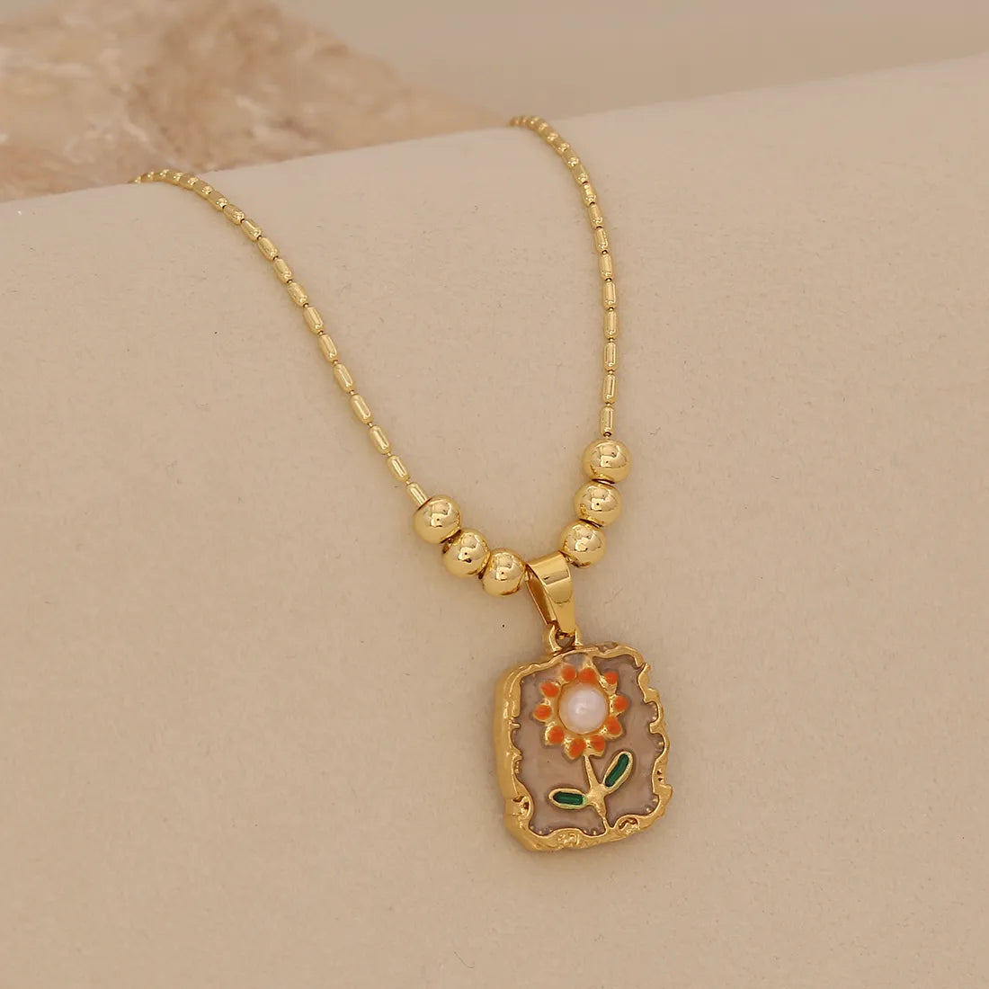 Retro Sunflower 18K Gold Plated Stainless Steel Necklace