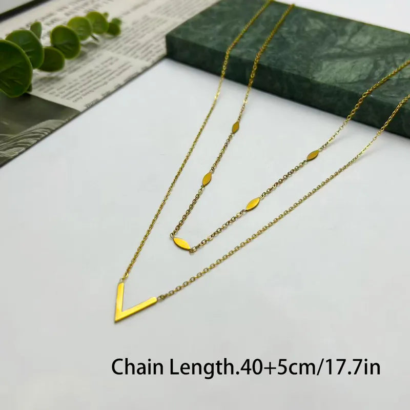 V Layered 201 Stainless Steel 18K Gold Plated PVD Coated Chain
