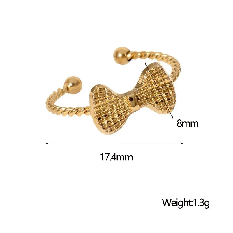 Bow Knot 18K Gold Plated 304 Stainless Steel Ring