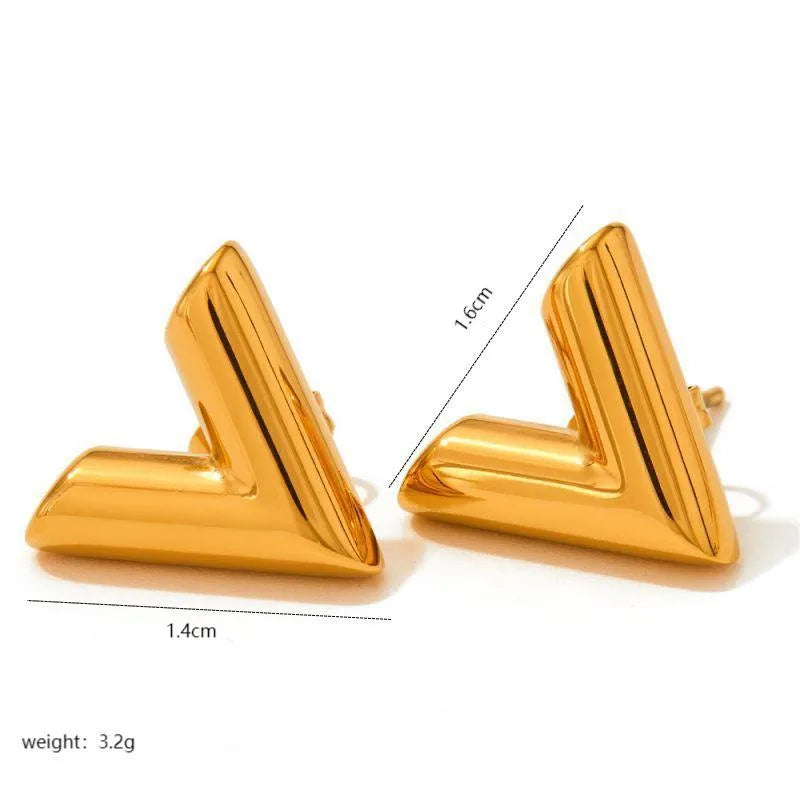 V Things 18K Gold Plated Stainless Steel Ear Stud