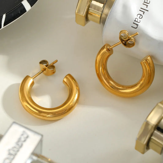 Romantic Simple Style C Shape 304 Stainless Steel 18K Gold Plated Ear Studs