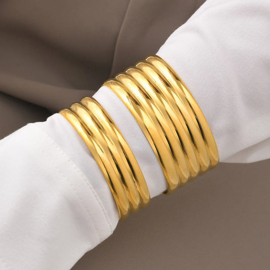 Thicker 304 Stainless Steel 18K Gold Plated Cuff Bracelet