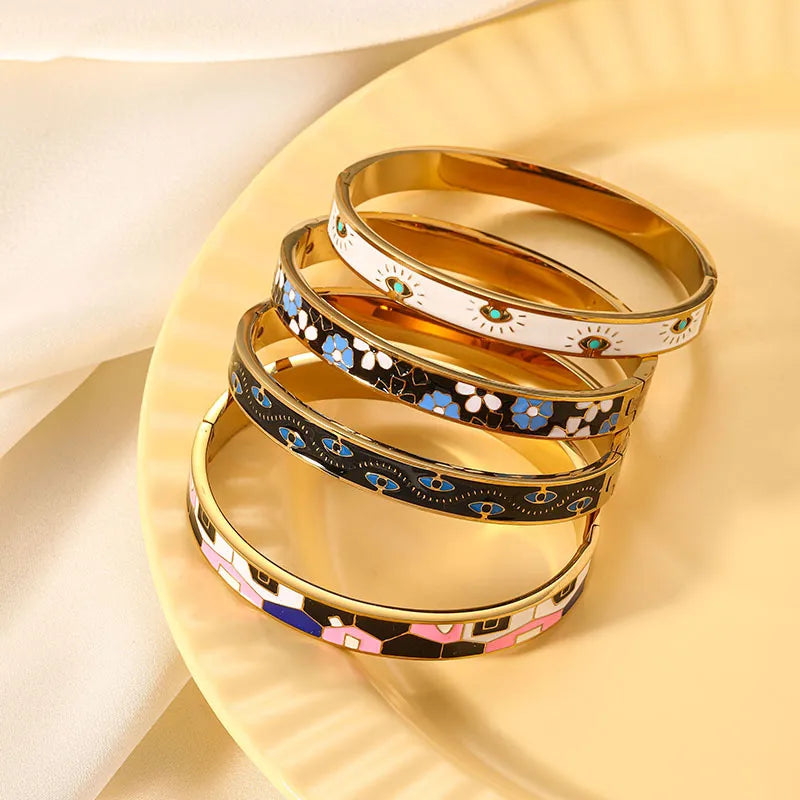 Oil-Drip Titanium Steel Bracelet Versatile Exquisite Abstract Color-Blocking Non-Fading Bracelet
