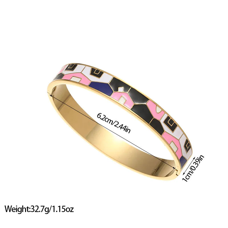 Oil-Drip Titanium Steel Bracelet Versatile Exquisite Abstract Color-Blocking Non-Fading Bracelet