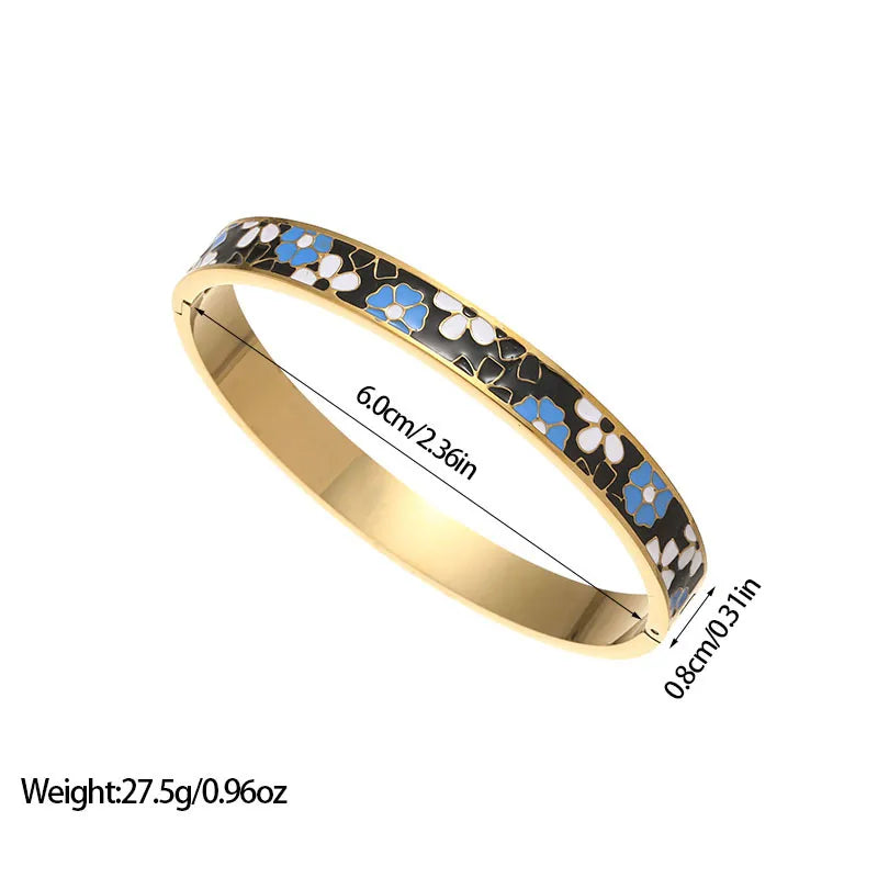 Oil-Drip Titanium Steel Bracelet Versatile Exquisite Abstract Color-Blocking Non-Fading Bracelet