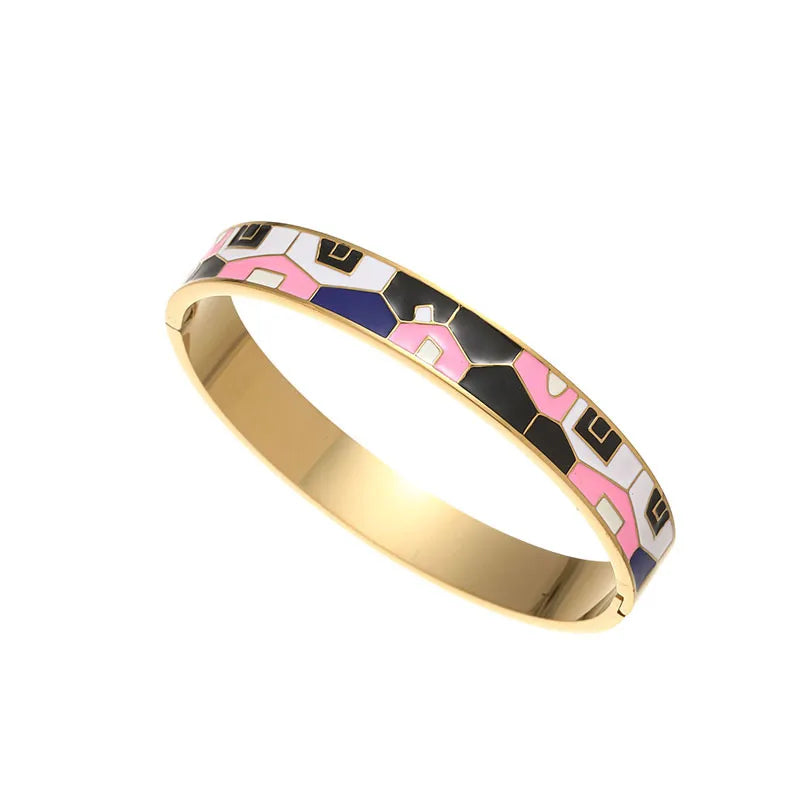 Oil-Drip Titanium Steel Bracelet Versatile Exquisite Abstract Color-Blocking Non-Fading Bracelet