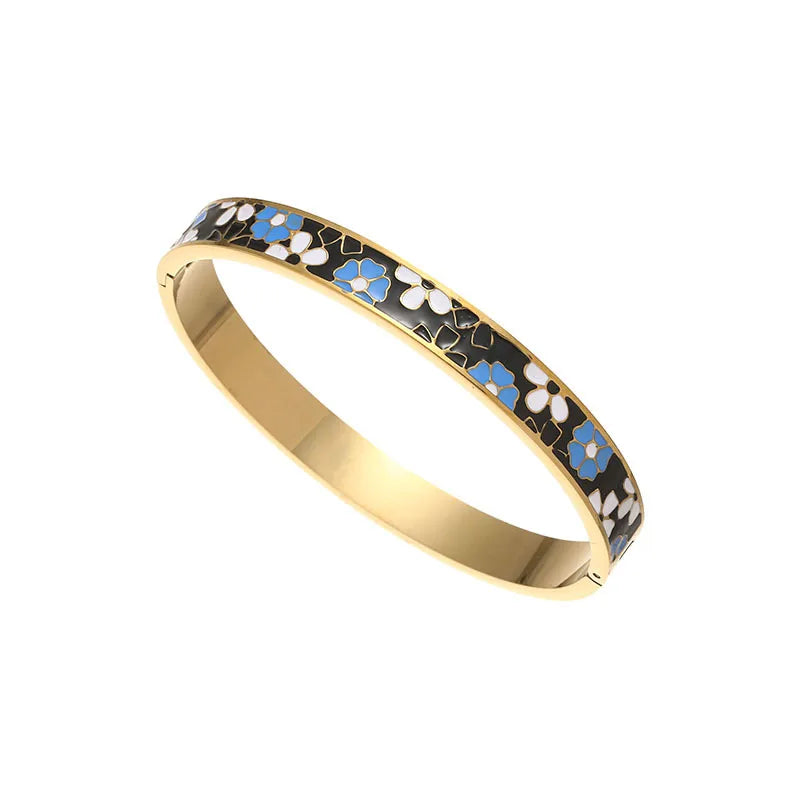 Oil-Drip Titanium Steel Bracelet Versatile Exquisite Abstract Color-Blocking Non-Fading Bracelet