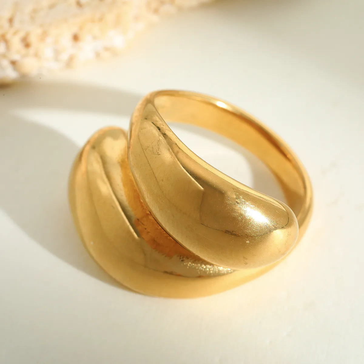 Whole Closed Irregular Geometric 304 Stainless Steel 18K Gold Plated Ring