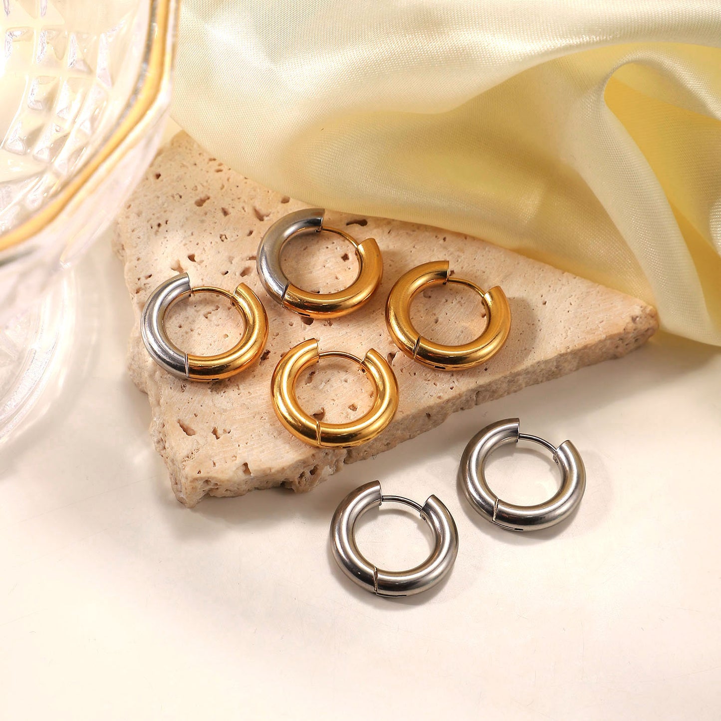 Circle 18K Gold Plated Stainless Steel Earrings
