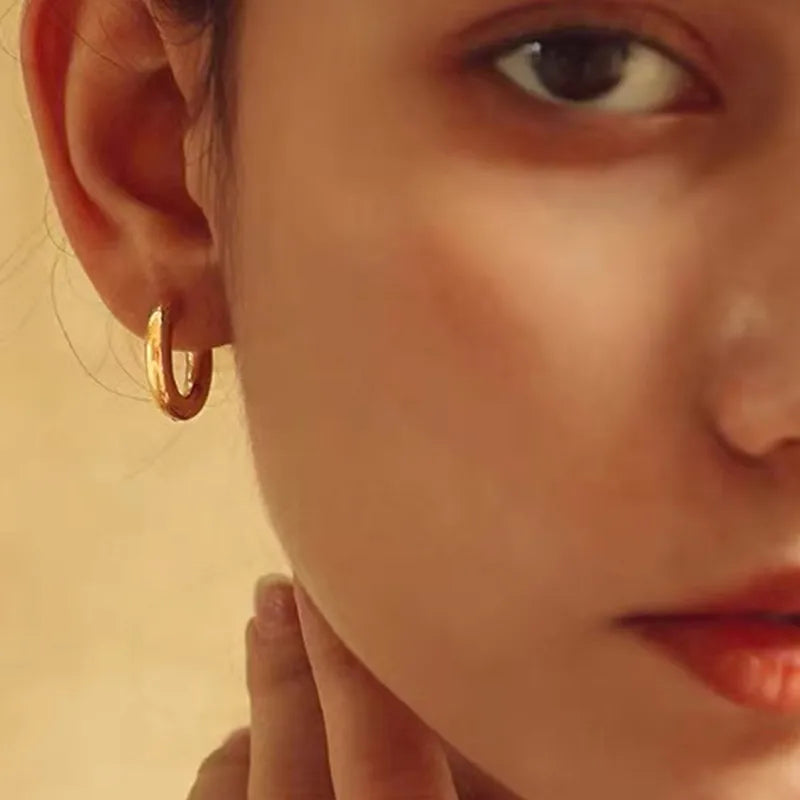 Circle 18K Gold Plated Stainless Steel Earrings