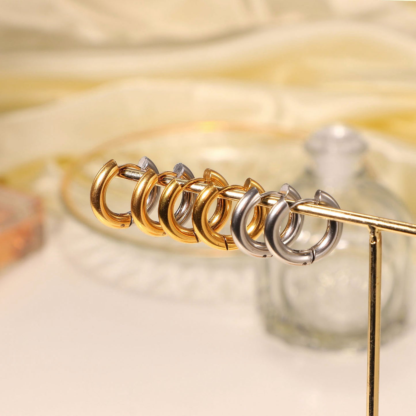 Circle 18K Gold Plated Stainless Steel Earrings