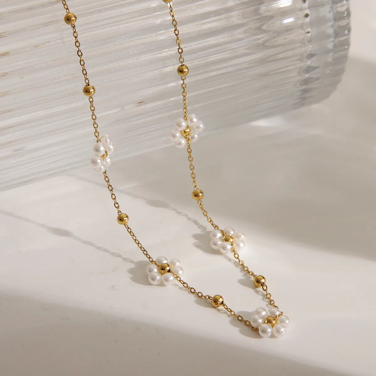 Flower 304 Stainless Steel 18K Gold Plated Necklace
